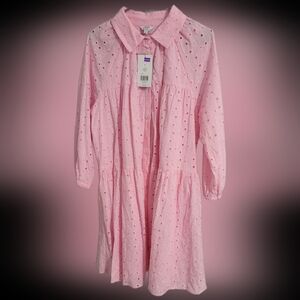 Crown and Ivy, ladies pink eyelet dress, Large